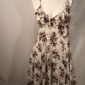 Summer Floral Flared Skirt Mini Back Crisscross Ties Mini Dress Size 3